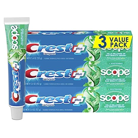 Crest   Scope Complete Whitening Toothpaste, Minty Fresh, 5.4 Oz (Pack of 3)