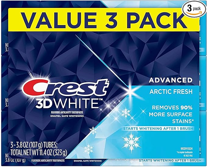 Crest 3D White Arctic Fresh Teeth Whitening Toothpaste, 3.8 oz, Pack of 3