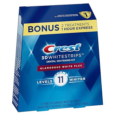 Crest 3D Whitestrips, Glamorous White, Teeth Whitening Strip Kit, 32 Strips (16 Count Pack) -Packaging may vary