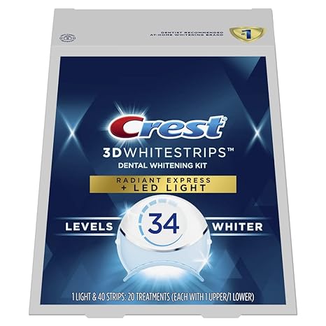 Crest 3D Whitestrips, Radiant Express with LED Accelerator Light, Teeth Whitening Strip Kit, 40 Strips (20 Count Pack)