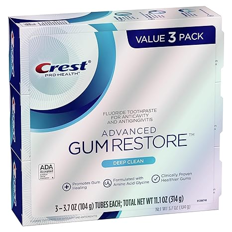 Crest Pro-Health Advanced Gum Restore Toothpaste, Deep Clean 3.7 Oz (Pack of 3)