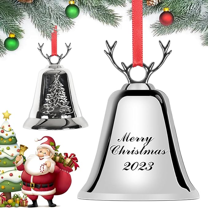 Annual Bells Elk Ornaments,Door Ornaments 2023 Christmas Jingle Bells Elk Pendant Women 2023 New Year Gift Holiday Bells for Xmas Tree Decor,Grandma Birthday Gift,Mom Gifts Elk Bell