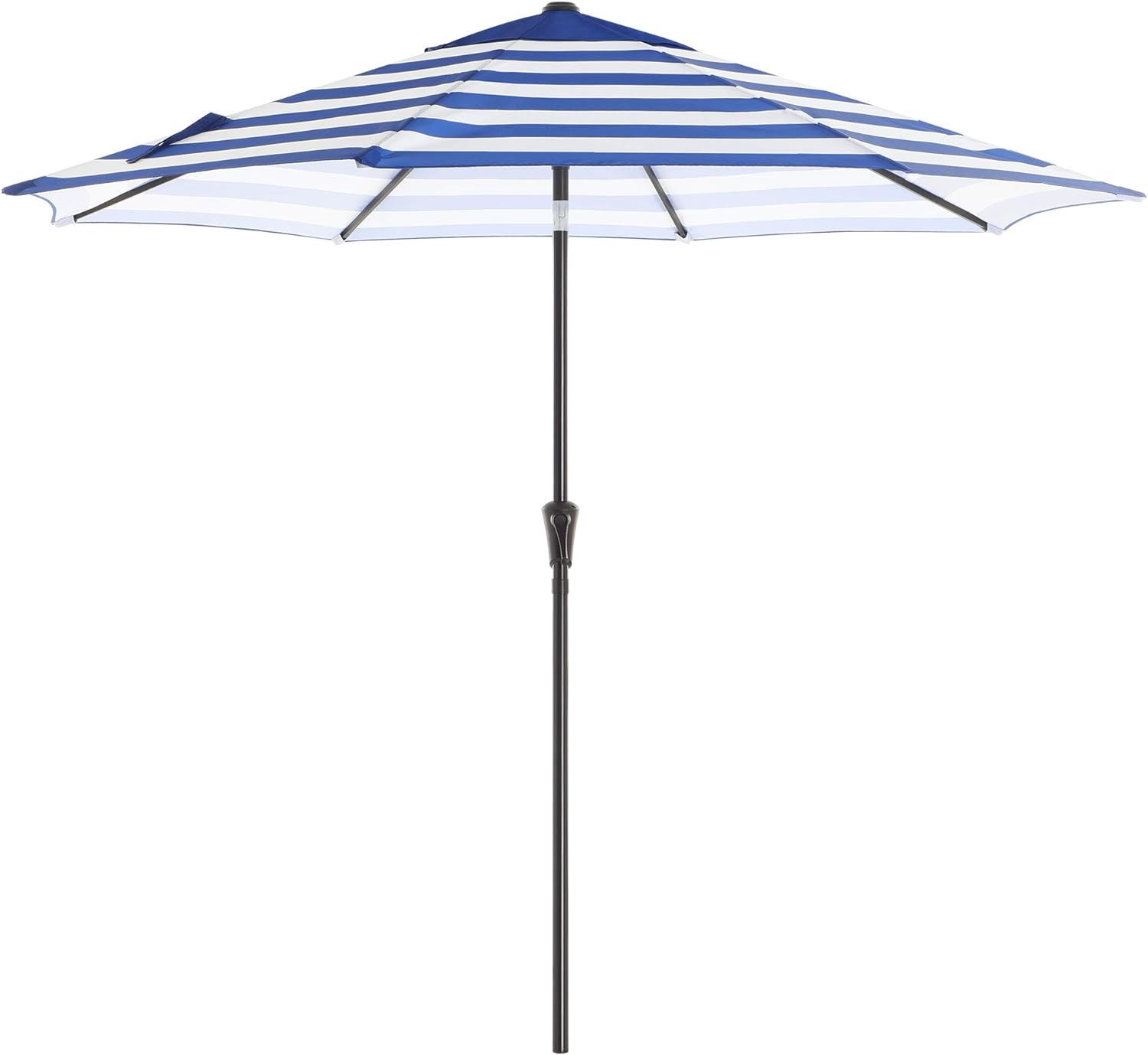 SONGMICS Patio Umbrella, 9 ft Outdoor Table Umbrella, 8 Ribs, UPF 50 , Tilt and Crank, Base Not Included, for Deck, Patio, Garden, Pool, Blue and White Stripes UGPU009Q01