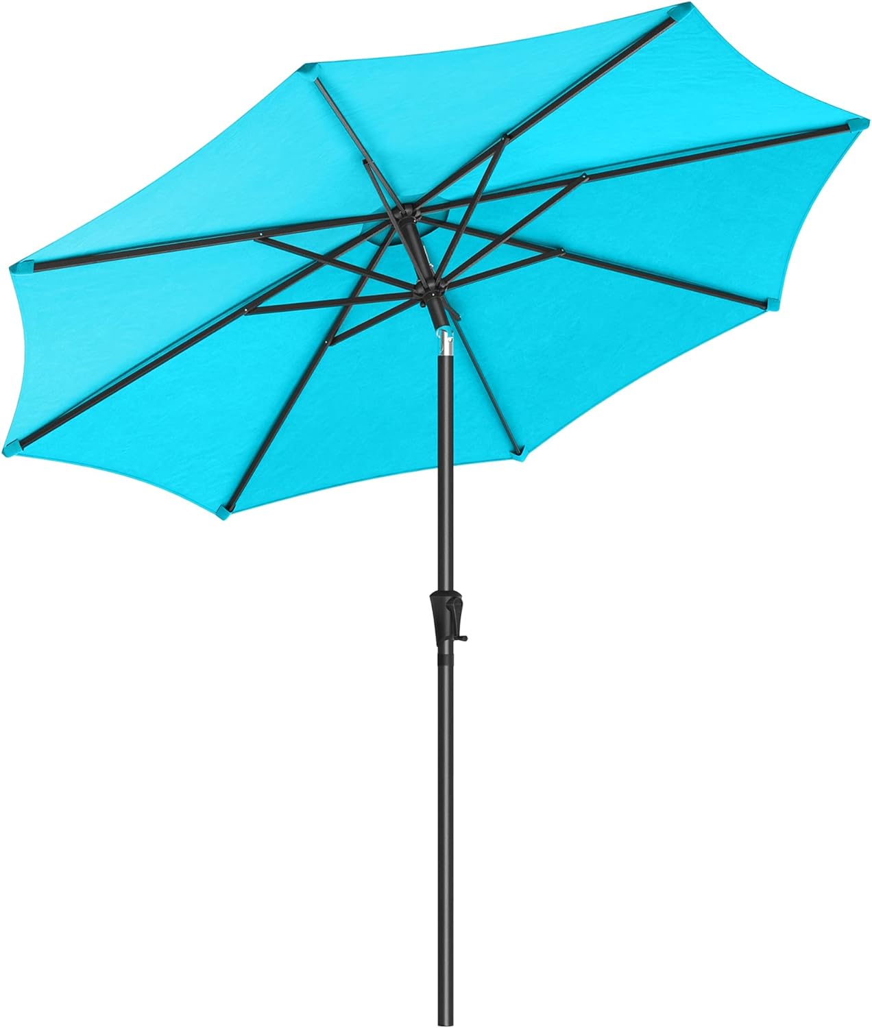 SONGMICS Patio Umbrella, 7.5 ft Outdoor Table Umbrella, Deck Umbrella, with 8 Ribs, UPF 50 , 30 Dual-Tilt System, Base Not Included, for Patio, Garden, Pool, Lake Blue UGPU075Q01