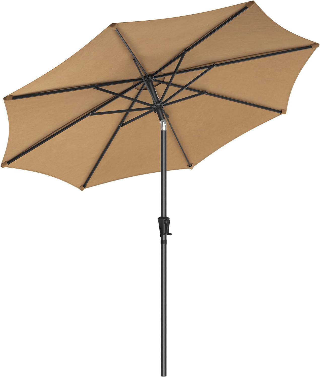 SONGMICS Patio Umbrella, 9 ft Outdoor Table Umbrella, Deck Umbrella, with 8 Ribs, UPF 50 , 30 Dual-Tilt System, Base Not Included, for Patio, Garden, Pool, Taupe UGPU009K01