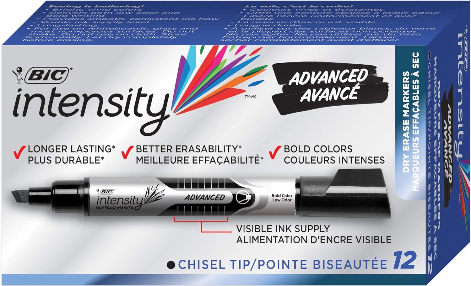 BIC Magic Marker Brand Dry Erase Marker, Tank Style, Chisel Tip, Black, 12-Count