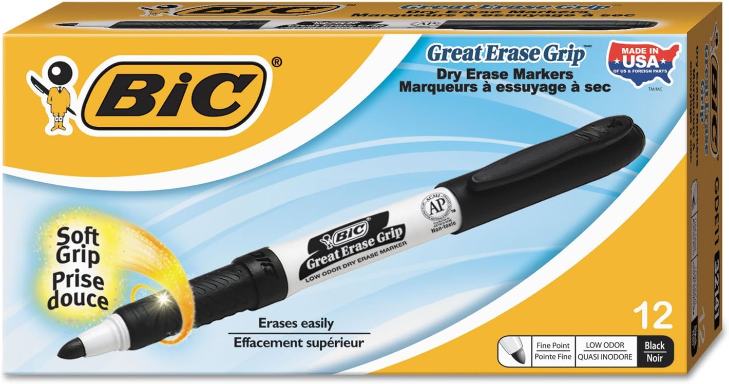Bic Dry Erase Markers (BICGDE11BK) Black 12 Count
