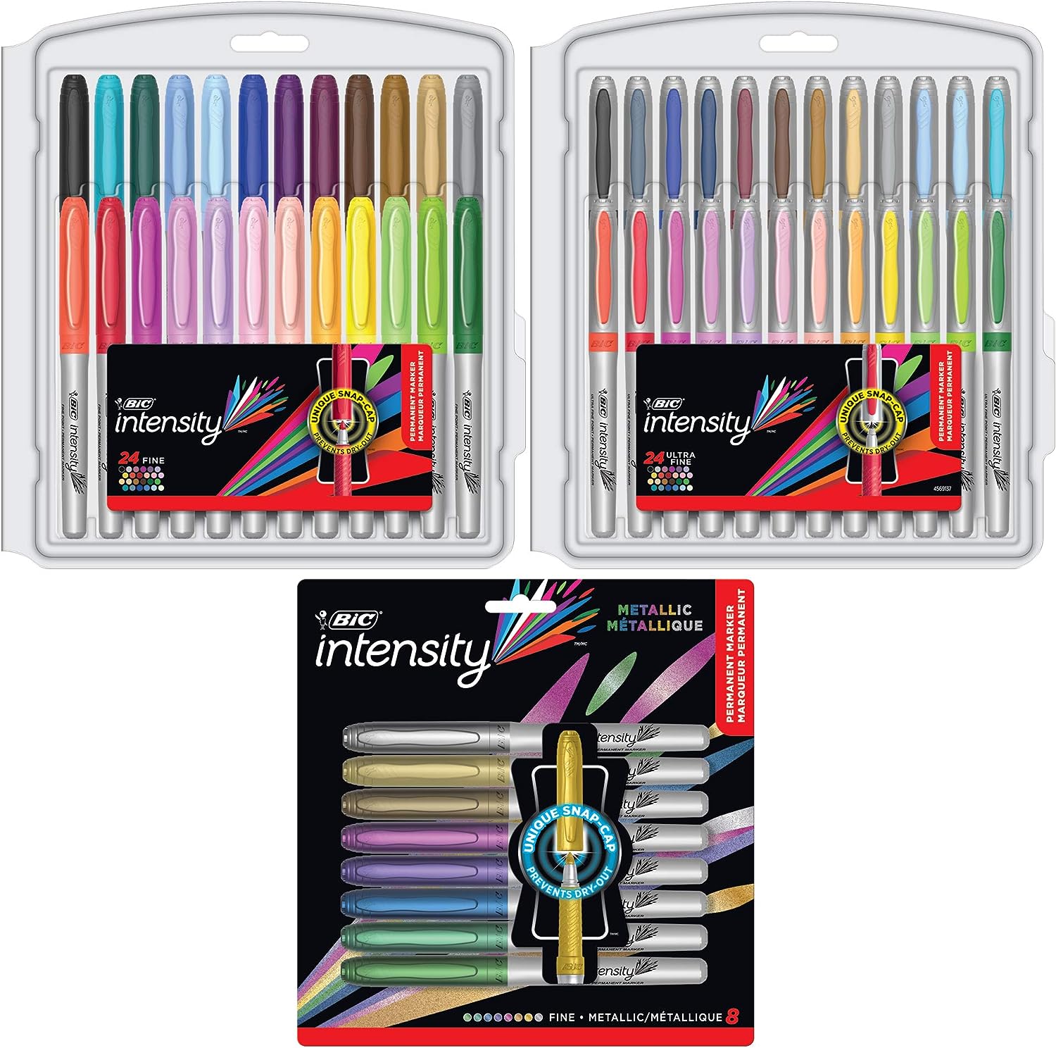 BIC Intensity Permanent Marker Coloring Bundle, Assorted Fine/Ultra Fine Tips, Assorted Fashion and Metallic Colors, 56-Count, (CBPM56EC-AST)