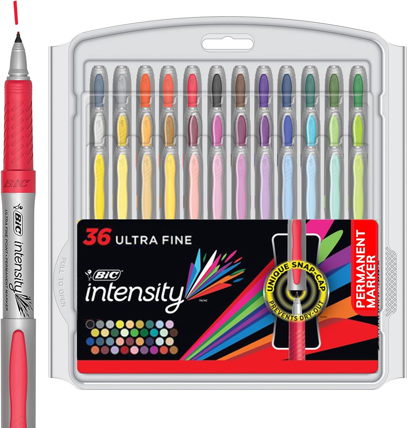 BIC Intensity Ultra Fine Tip Permanent Markers, 36-Count Permanent Marker Set in Assorted Fashion Colors, Cool Art Supplies for Teens and Adults