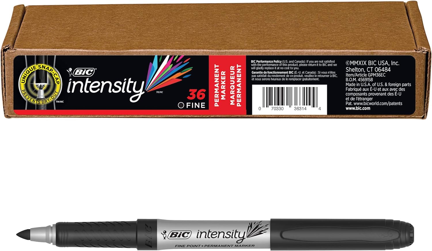 BIC Intensity Permanent Markers, Fine Point, Black, Vibrant & Long-Lasting, 36-Count