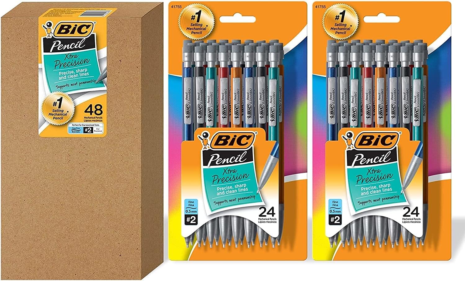 BIC Xtra-Precision Mechanical Pencil, Metallic Barrel, Fine Point (0.5mm), 48-Count