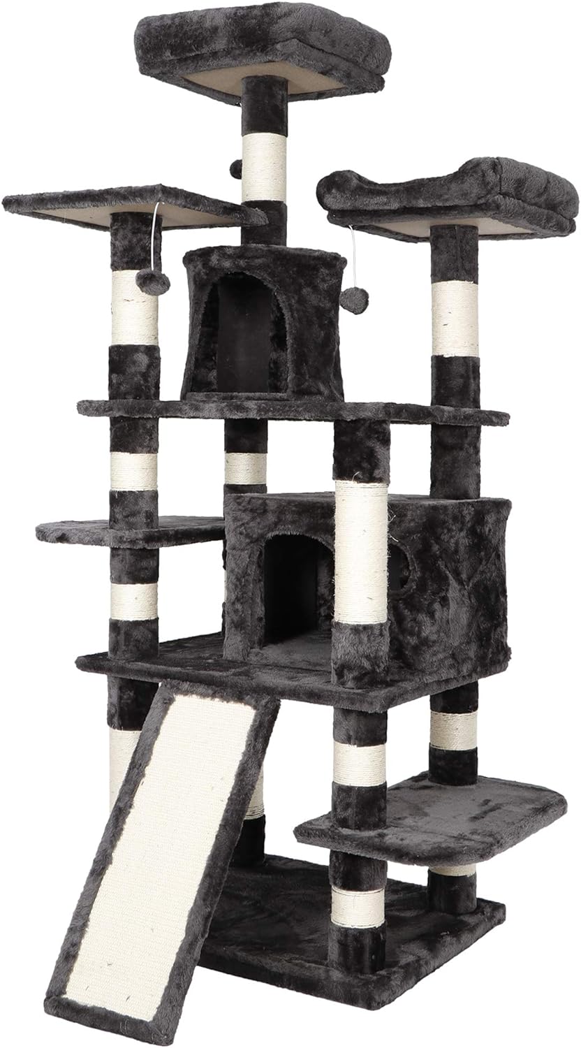 ZENY 67in Cat Trees with Sisal Scratching Posts Perches and Condo, Multi-Layer Cat Tower Furniture Kitty Activity Center Kitten Play House