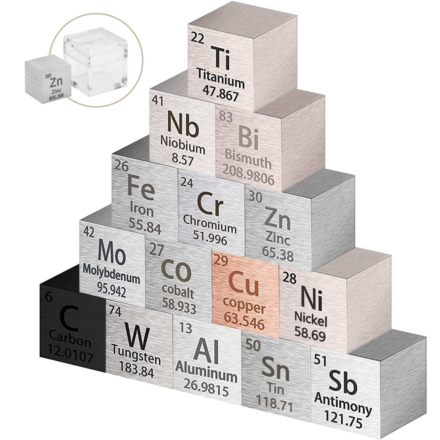 15 Pieces Cube Metal Density Cubes 99.99% High Purity 0.39 Pure Metal High Density Element Cube for Element Collections Lab Experiment Material Hobbies Heavy Element Collections Hobbies