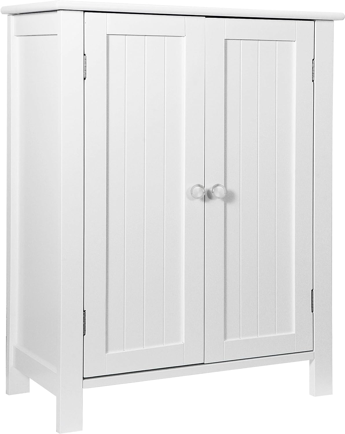 ZENY Bathroom Floor Storage Cabinet with Double Door   Adjustable Shelf, Wooden Organizer Cabinet for Living Room, Bathroom, Bedroom, Modern Home Furniture (White)