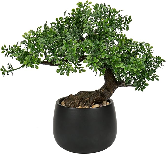 Deluxe 6 Feet Tall FICUS Silk Leaf Artificial Tree   8" Base   12" Plant Pot Skirt. 18 Feet of Vine Adorn Wide Real Trunks with Green Leaves Allowing Maintenance Free in-Door and Outdoor Use