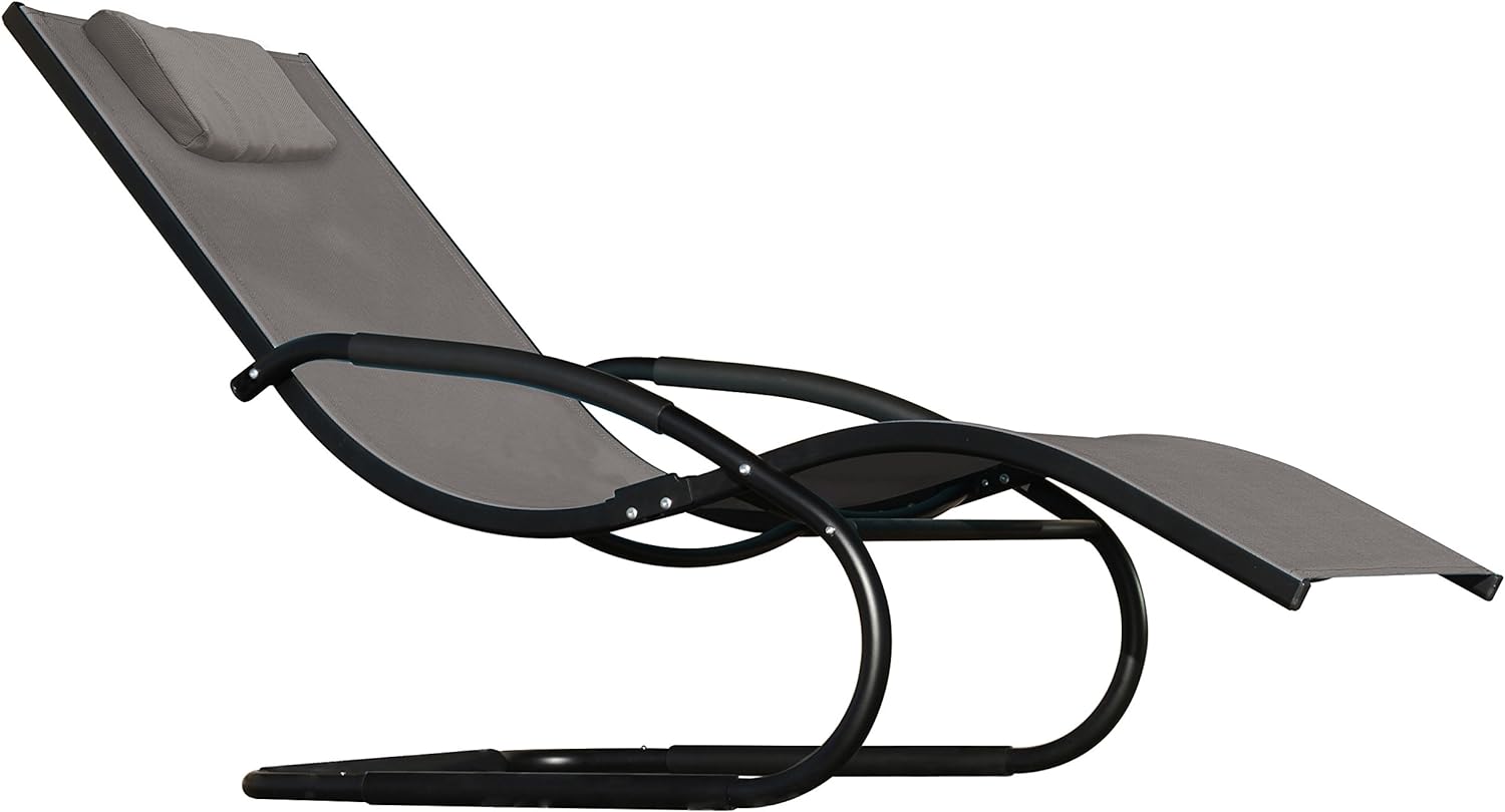 Vivere Aluminum Wave Lounger, Black Chrome