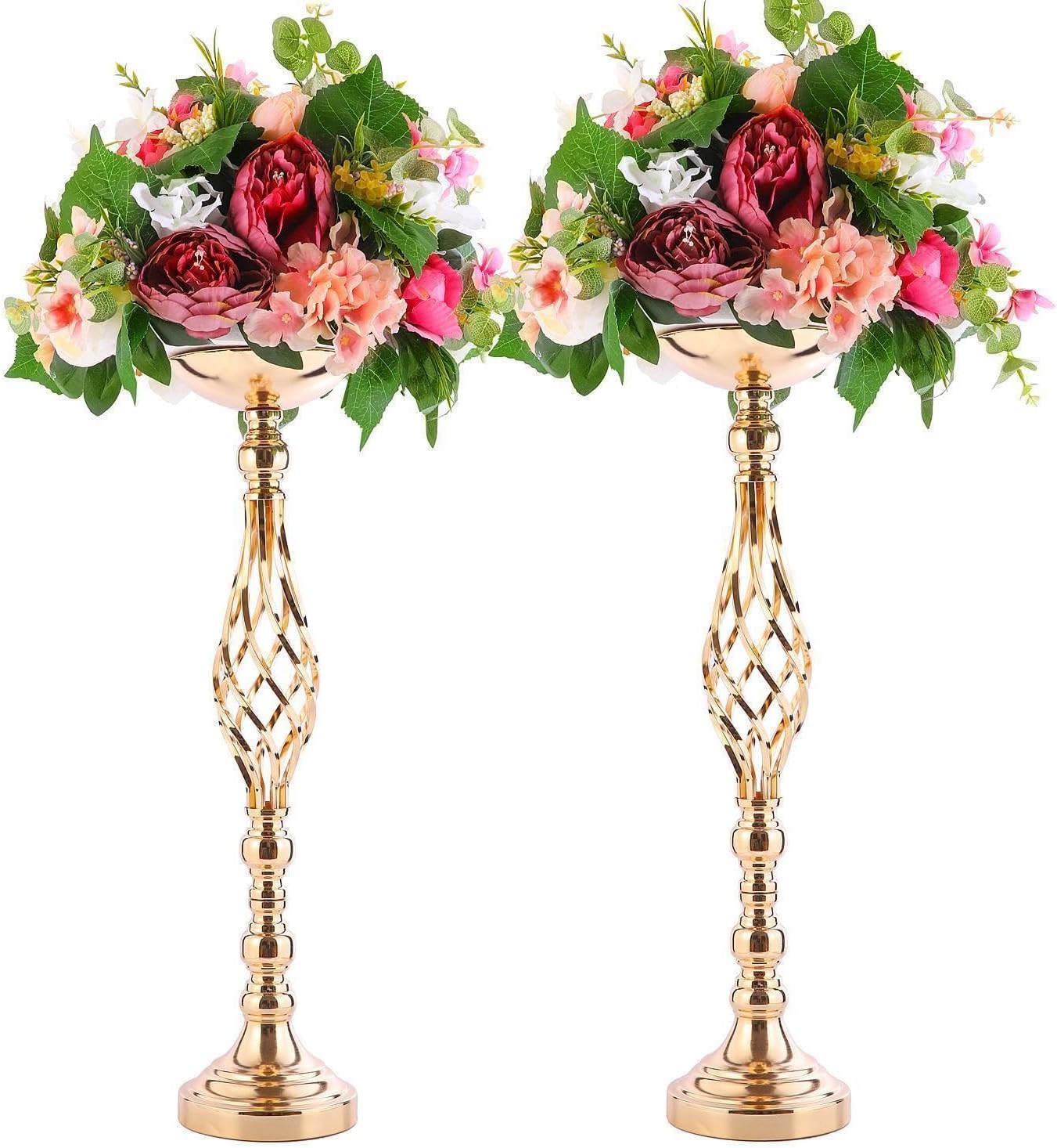 Wedding Centerpieces for Reception Tables, Twist Candleholder Stands, Wedding Flower Arrangement Vases, Metal Centerpieces for Wedding Road-Leading Home Decor Gold