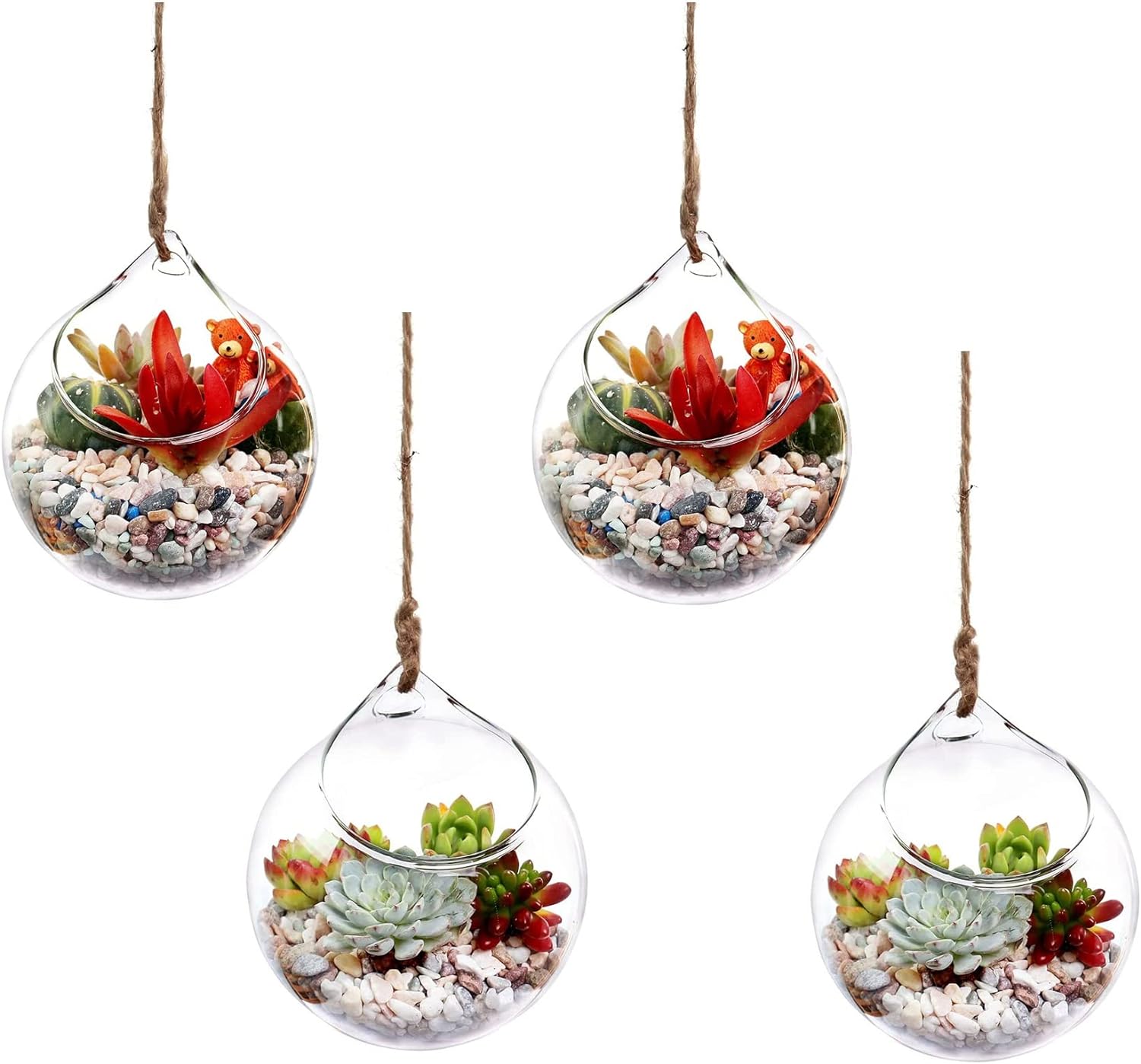 LoveCat 4Pcs Hanging Plants Glass Terrarium Container, 4.72" Diameter Globe Air Planter Vase for Home Garden Decoration DIY