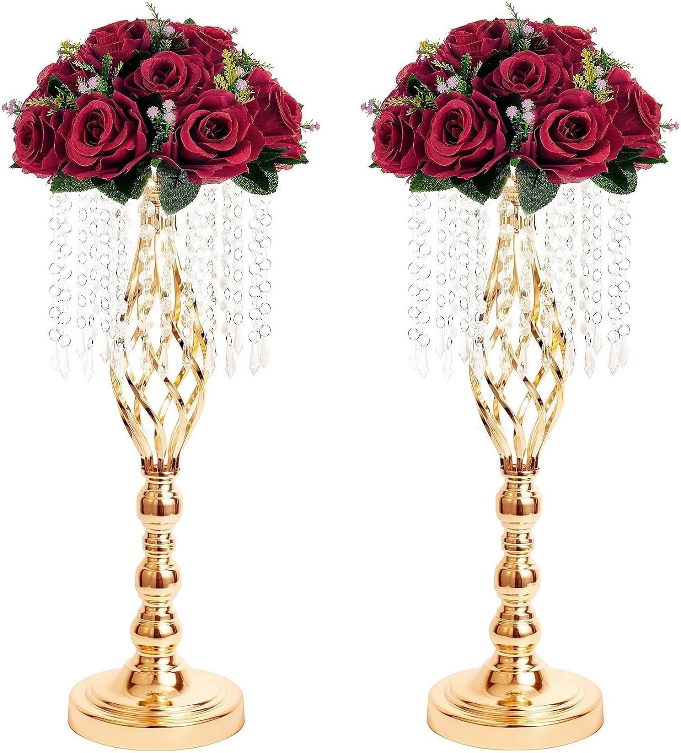 2 Pcs Metal Centerpieces for Table Chandelier Stands, Gold Birthday Decorations and Wedding Decorations for Reception, Flower Centerpieces for Tables,Christmas, Thanksgiving,Home Dinner