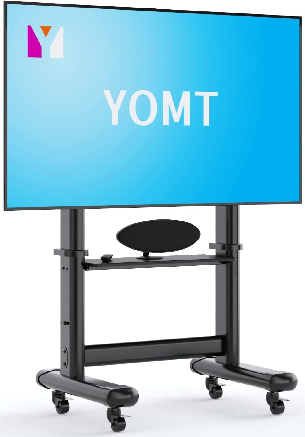 Mobile TV Cart for 55 to 100 Inch LCD LED OLED Flat Panel Plasma TV Rolling TV Stand with Height Adjustable Shelf Max VESA 600x800mm up to 220lbs -Heavy Duty TV Stand with Wheels Black