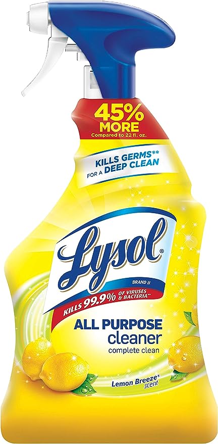 Lysol All-Purpose Cleaner, Sanitizing and Disinfecting Spray, To Clean and Deodorize, Lemon Breeze Scent, 32oz