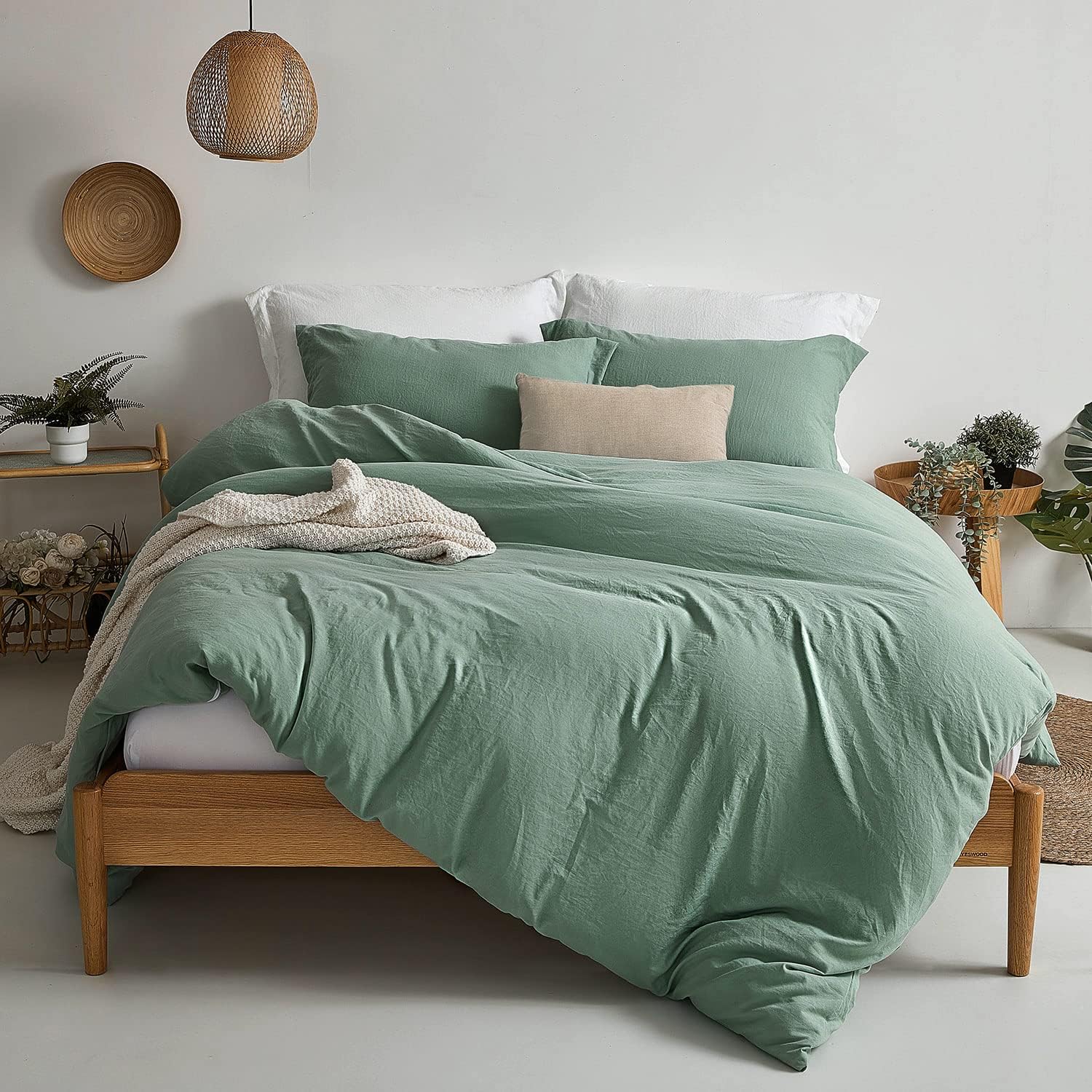  MILDLY Duvet Cover Queen Size - Super Soft Sage Green Duvet Cover Set 3 Piece 100% Washed Microfiber Comforter Cover Set Bedding Set with Zipper Closure, 1 Duvet Cover 90x90 and 2 Pillow Shams 