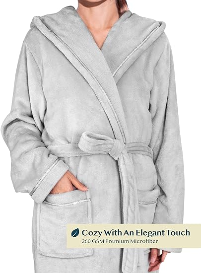 PAVILIA Fleece Robe For Women, Plush Warm Bathrobe Womens, Fluffy Soft Spa Long Robe