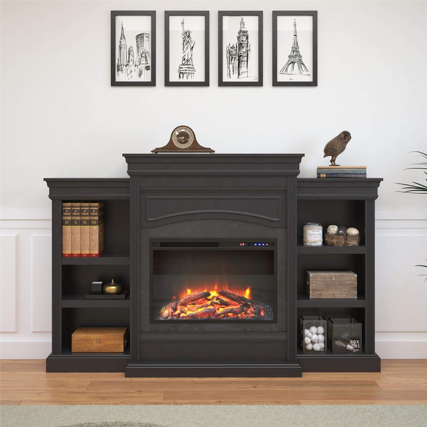 Ameriwood Home Lamont Mantel Fireplace, Black 