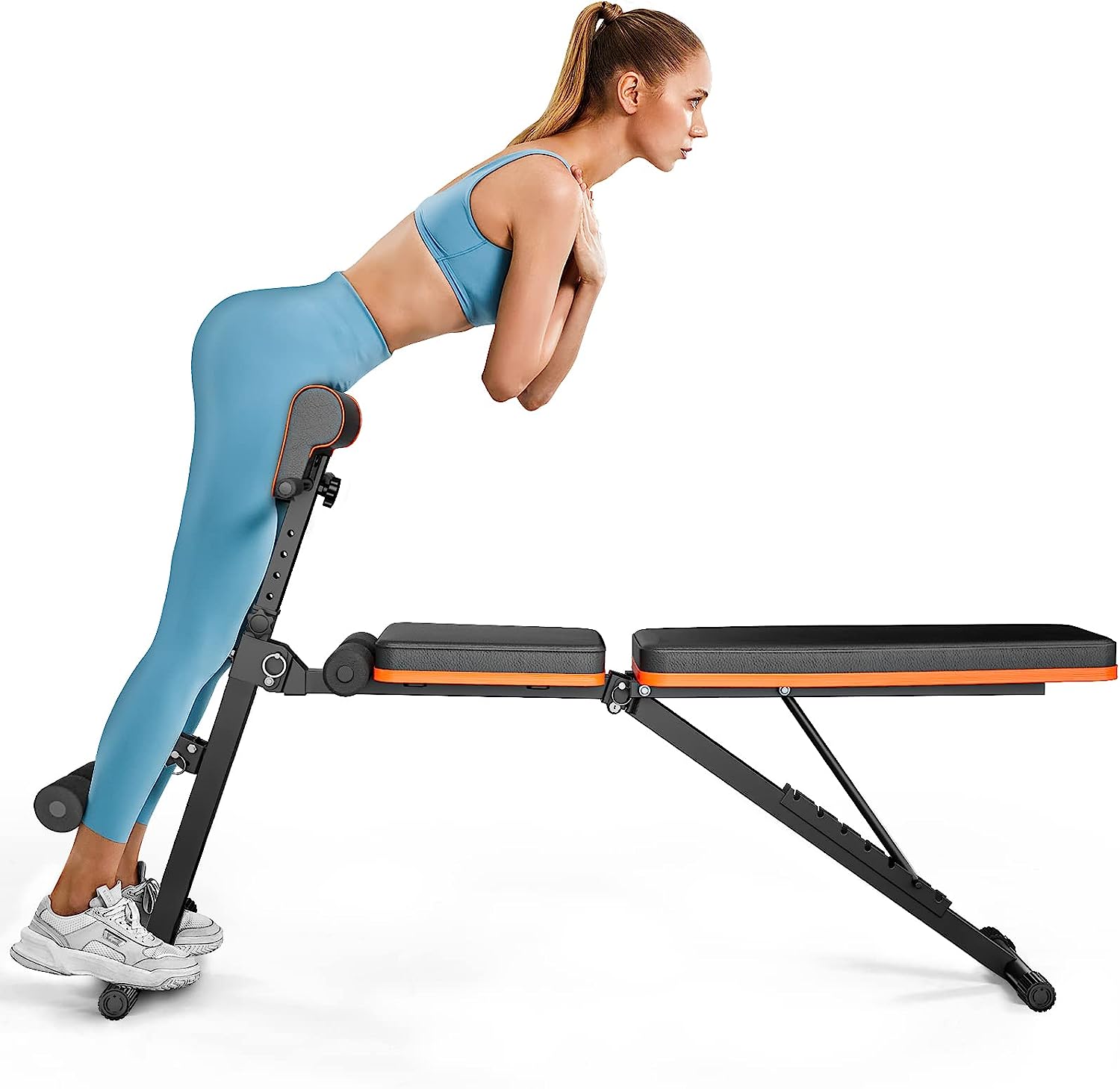 PERLECARE Adjustable Weight Bench for Full Body Workout, All-in-one Exercise Bench Supports up to 772lbs, Foldable Flat, Incline, Decline Workout Bench with Two Exercise Bands for Home Gym 