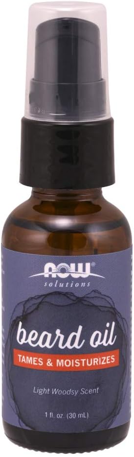 NOW Solutions, Beard Oil, Blend for Men with a Light Woodsy Scent, Tames and Moisturizes, 1-Ounce