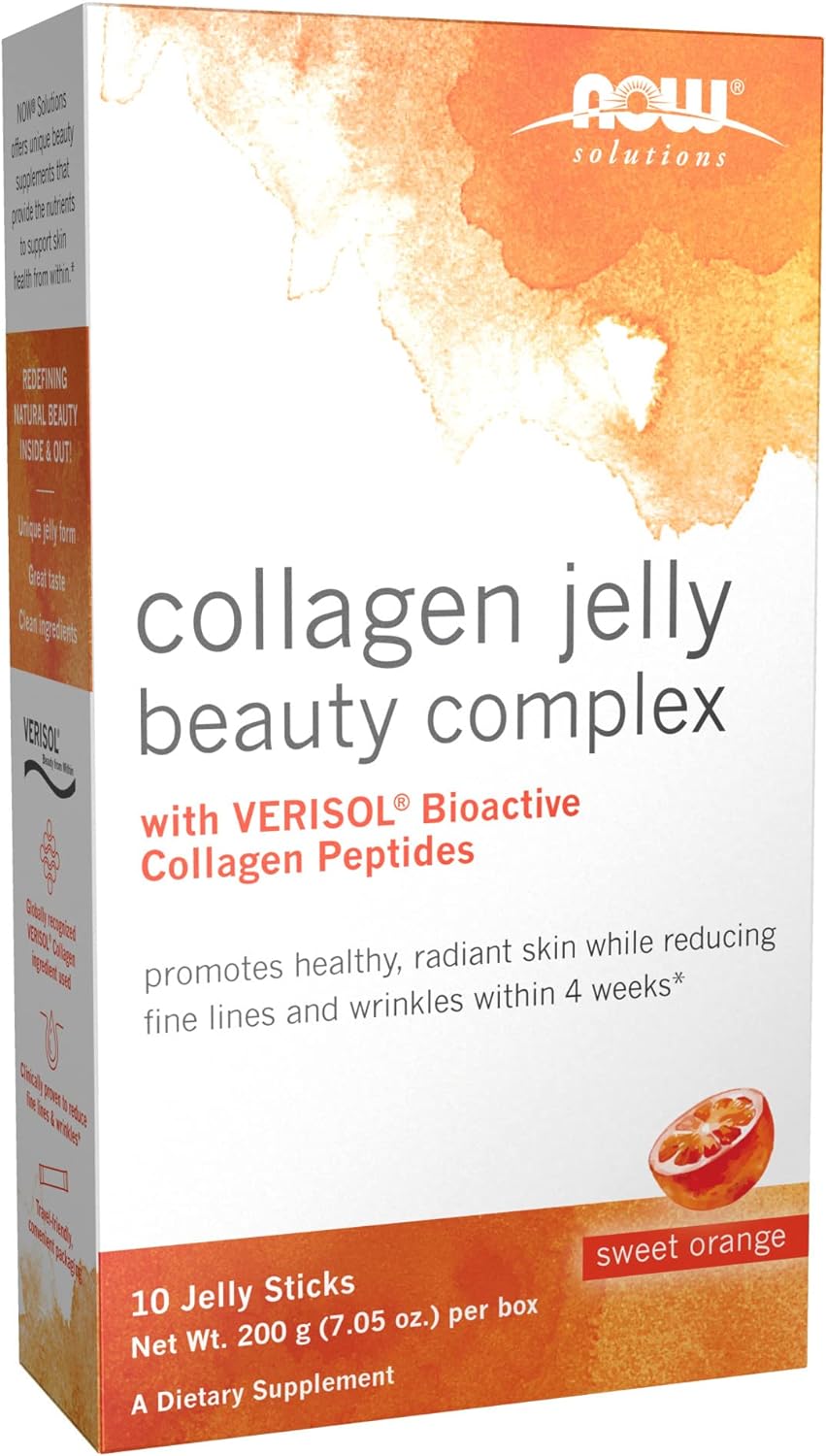 NOW Solutions, Collagen Jelly Beauty Complex, Sweet Orange Flavor, 10 Jelly Sticks