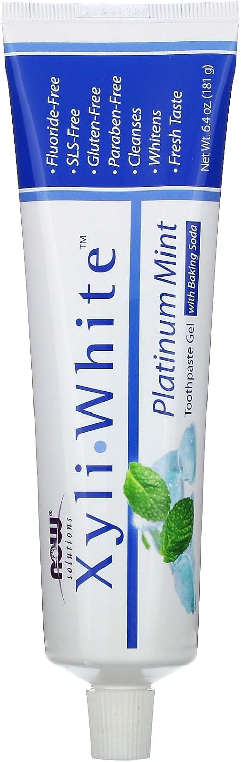 NOW Solutions, Xyliwhite Toothpaste Gel, Platinum Mint, Cleanses and Whitens, Fresh Taste, 6.4-Ounce