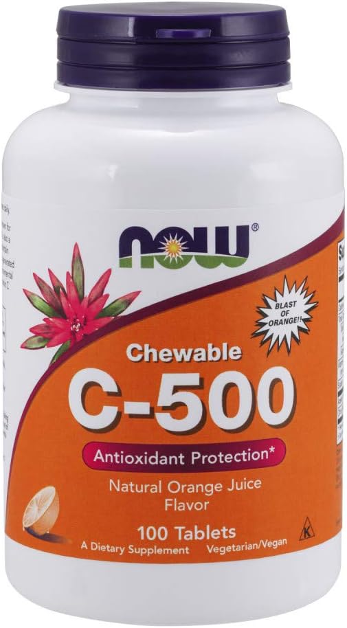 NOW Supplements, Vitamin C-500, Antioxidant Protection*, Orange Juice Flavor, 100 Chewable Lozenges