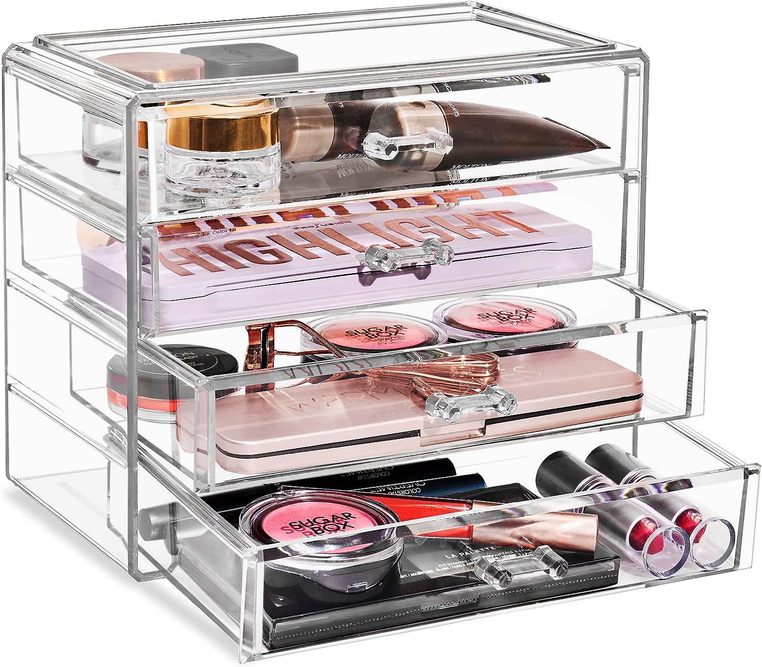 Sorbus Makeup Organizer - 4 Drawer Acrylic Make Up Organizers and Storage for Cosmetics, Jewelry, Beauty Supplies, Clear Makeup Organizer for Vanity, Girl's Room, College Dorm, Counter, Bathroom-Sinks