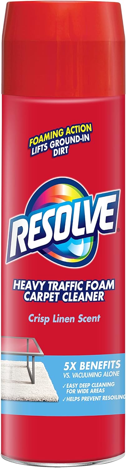 Resolve High Traffic Carpet Foam, Crisp Linen 22 oz Can, Cleans Freshens Softens & Removes Stains