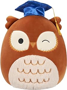  Squishmallows Original 12-Inch Arella Brown Owl with Graduation Cap - Official Jazwares Plush 