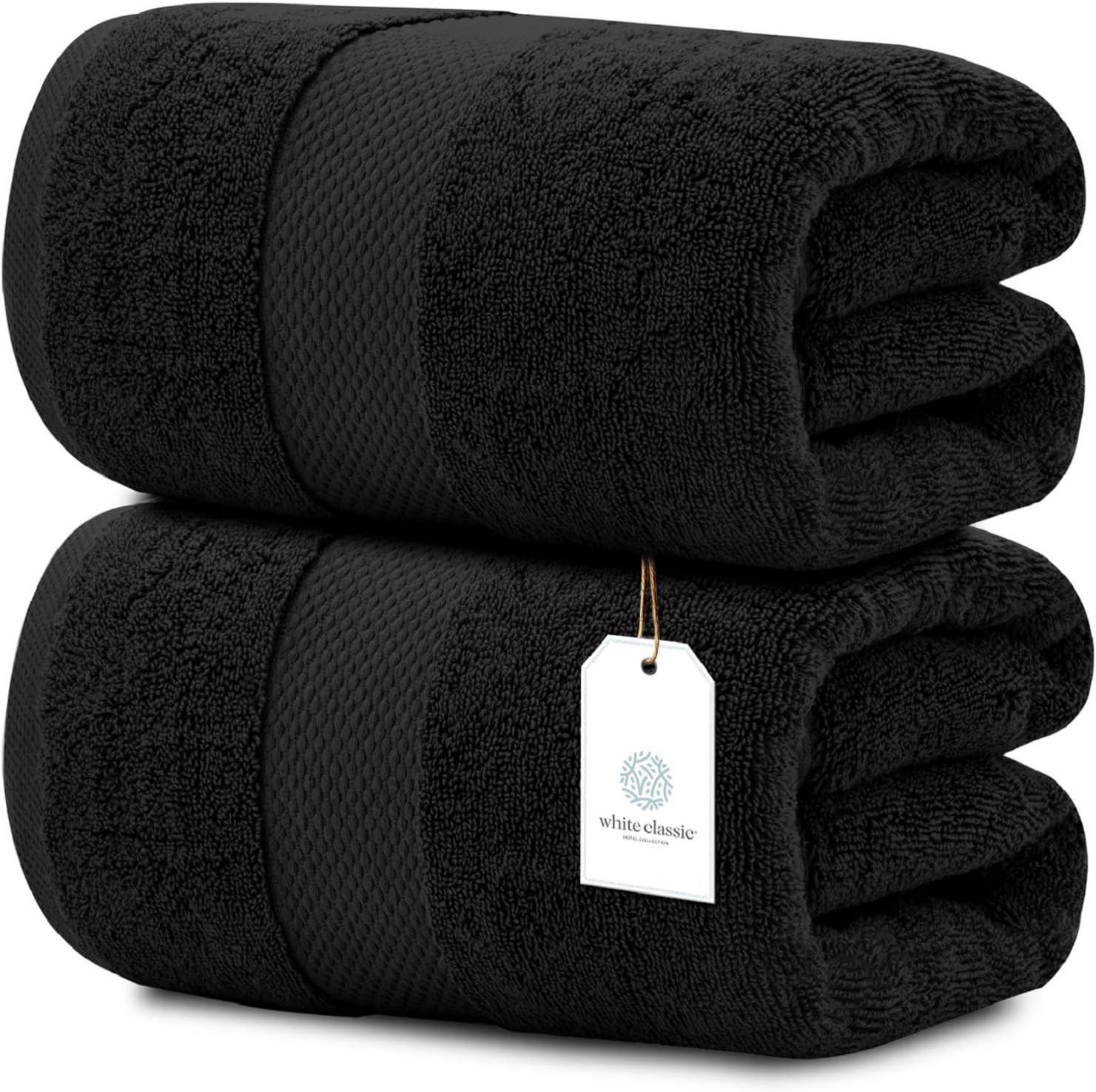 White Classic Luxury Soft Black Bath Sheet Towels - 650 GSM Cotton Luxury Bath Towels Extra Large 35x70 | Highly Absorbent and Quick Dry | Hotel Collection Extra Large Bath Towels Oversized, 2 Pack