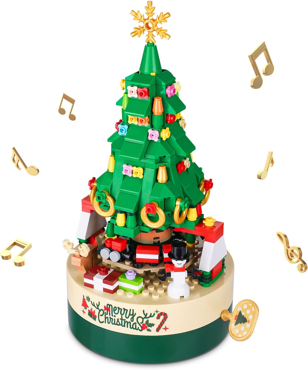 AOKESI Christmas Tree Building Kits for Kids & Families - Christmas Building Bricks Music Box, Creative Xmas Building Gift Toy for Boys & Girls and Adults (373 Pcs)