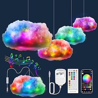 ViLSOM LED Cloud Light,RGB with IC Remote and APP Control Cool Lights Sync Music Color Changing for Bedroom Ceiling Adults and Kids Modern Home Decorations