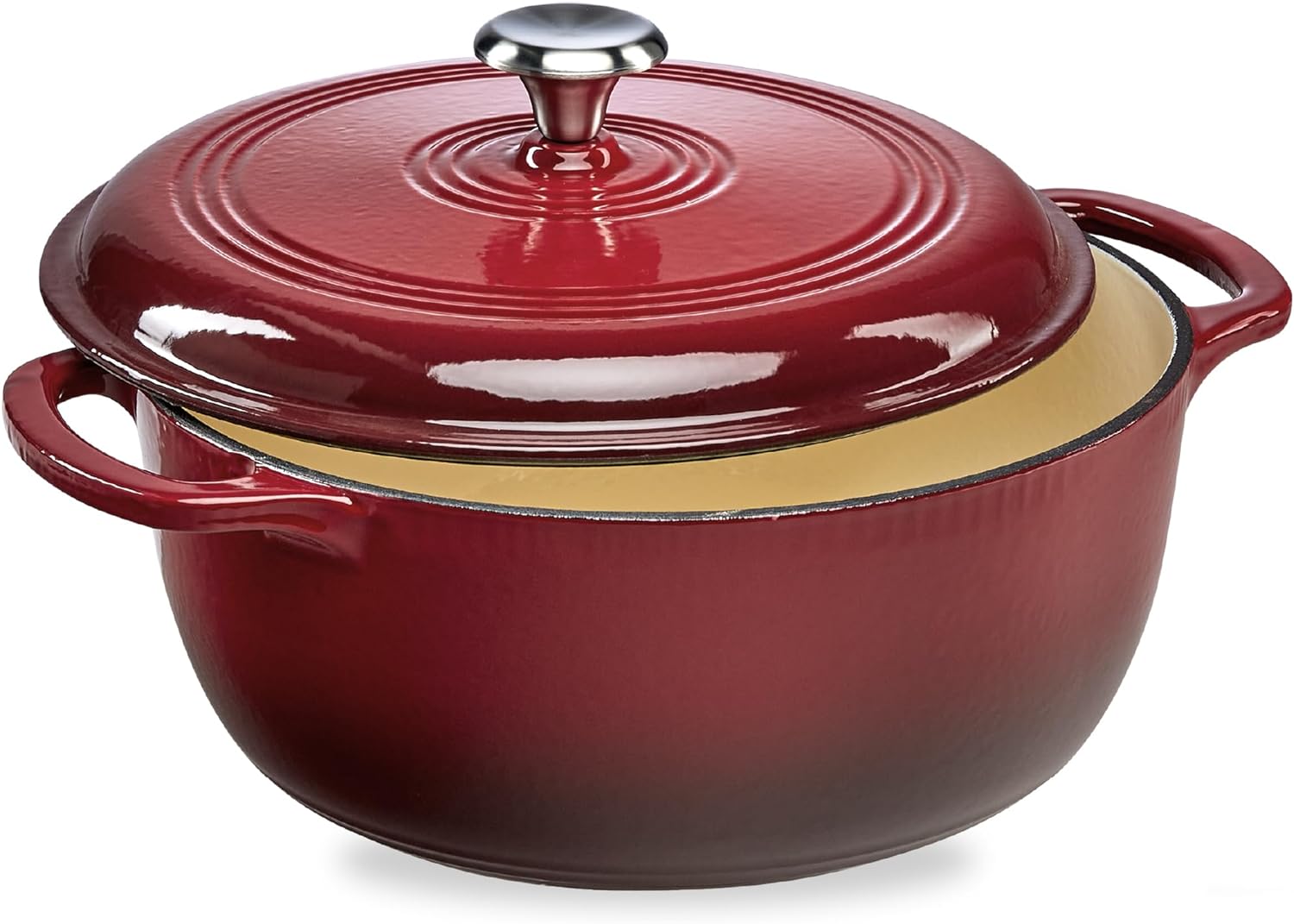 Best Choice Products 6 Quart Enamel Cast-Iron Round Dutch Oven, Family Style Heavy-Duty Pre-Seasoned Cookware for Home, Kitchen, Dining Room, Oven Safe w/Lid, Dual Handles - Red