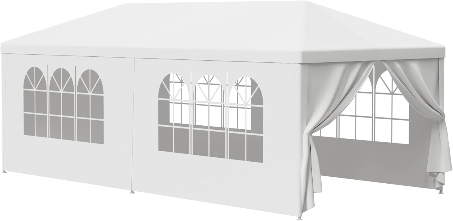 10 X 20 Outdoor Wedding Party Tent Camping Shelter Gazebo Canopy with Removable Sidewalls Easy Set Gazebo BBQ Pavilion Canopy Cater Events