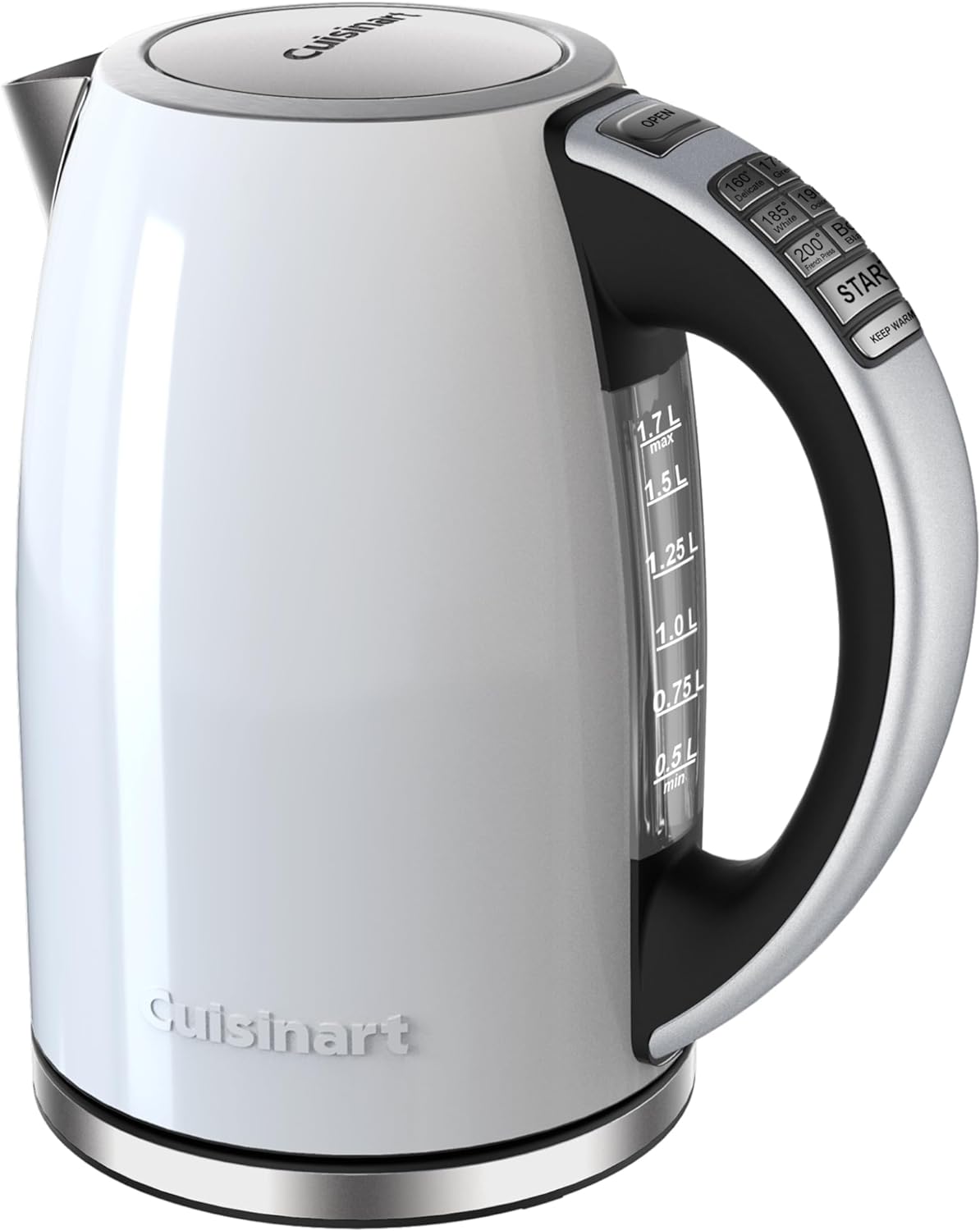 Cuisinart 1.7-Liter Stainless Steel Cordless Electric Kettle with 6 Preset Temperatures (White), CPK-17