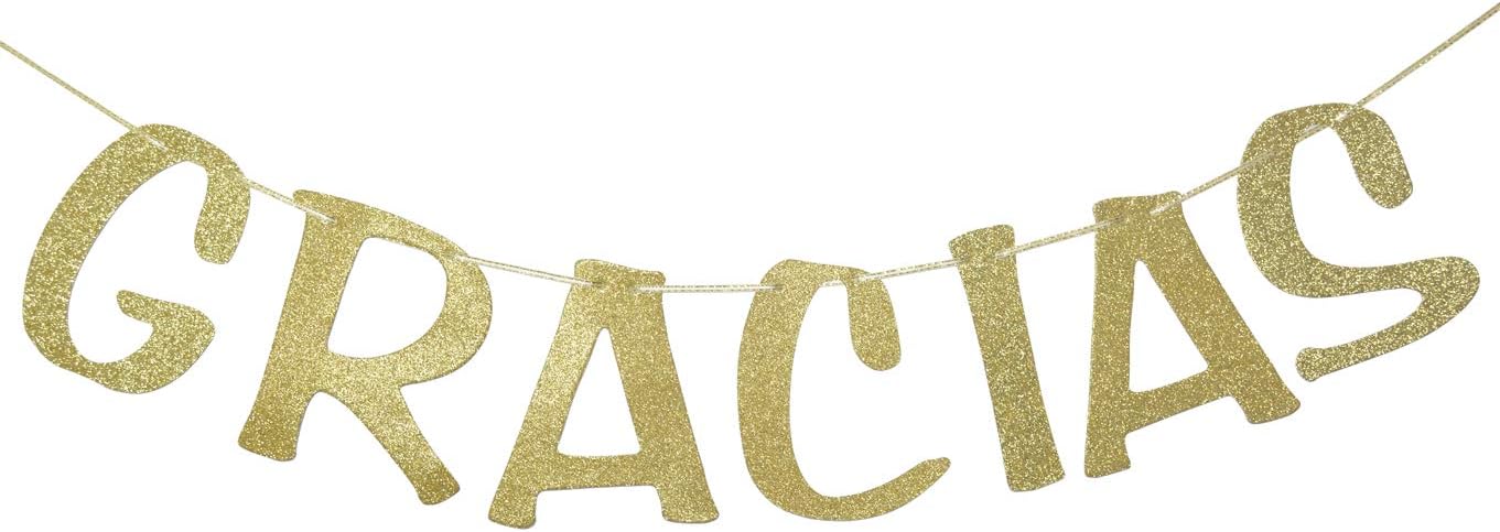 Gracias Banner Gold Glitter Sign Garland for Spanish Thank You Wedding Decorations Engagement Supplies Bridal Shower Party Decor Photo Booth Props