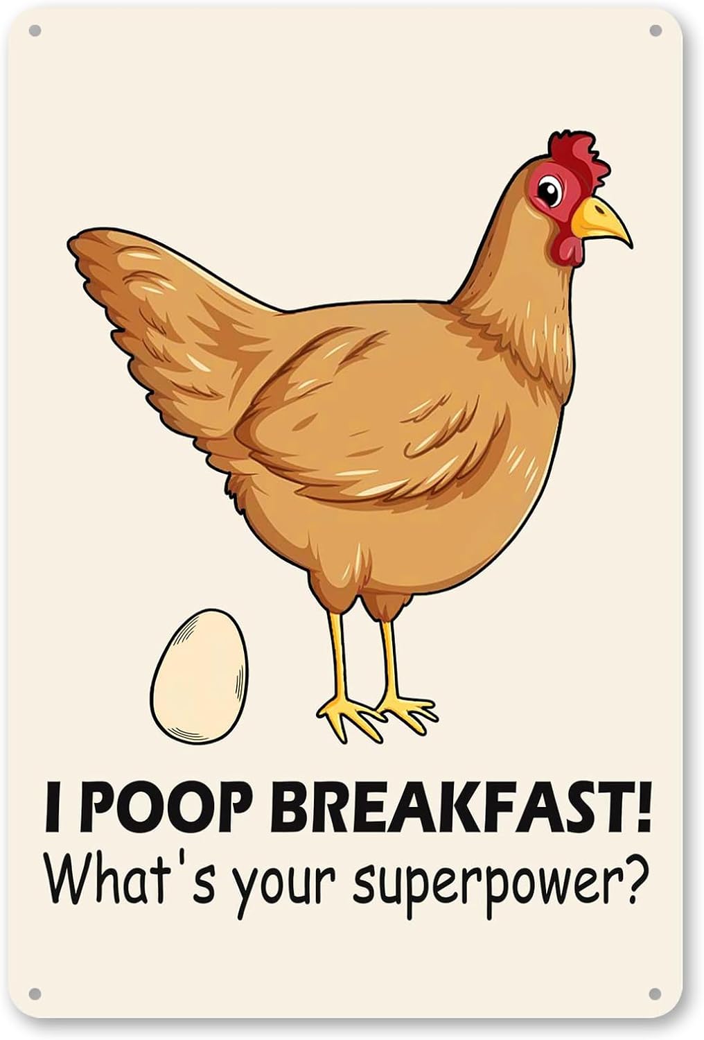 Bestylez Funny Chicken Decorations For Kitchen Chicken Sign Chicken Gifts - I Poop Breakfast Whats Your Superpower 12 * 8 (214)