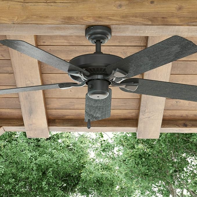 Honeywell Ceiling Fans Belmar, 52 Inch Traditional Indoor Outdoor LED Ceiling Fan with No Light, Pull Chain, Three Mounting Options, ETL Damp Rated, Reversible Motor - 50199-01 (Bronze)