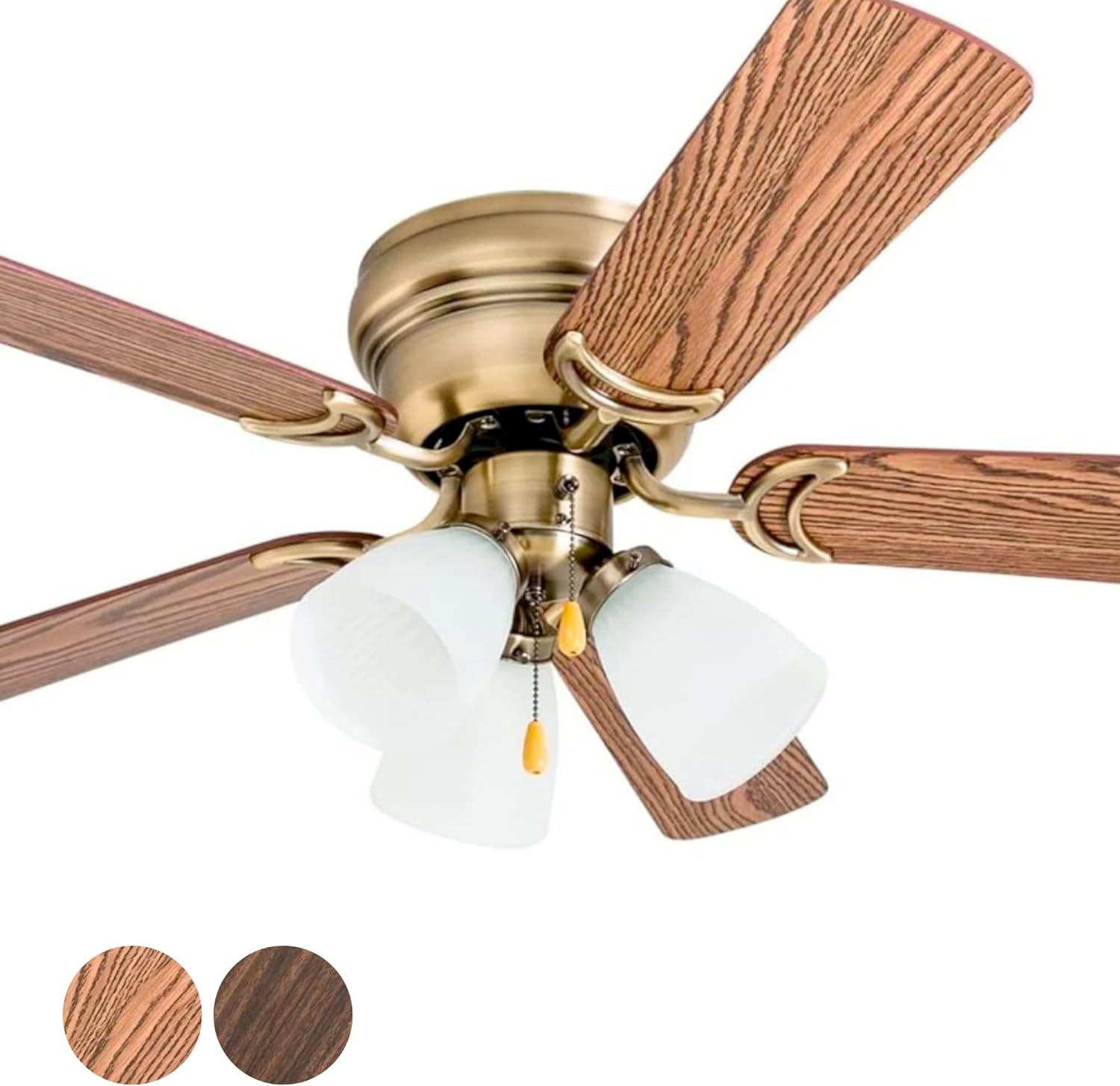 Prominence Home 50861 Whitley Hugger Ceiling Fan, 42", Antique Brass