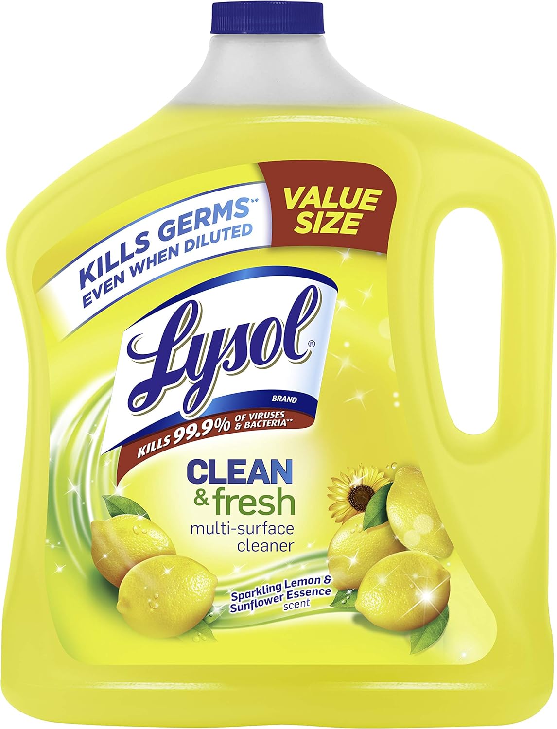  Lysol Multi-Surface Cleaner, Sanitizing and Disinfecting Pour, to Clean and Deodorize, Sparkling Lemon and Sunflower Essence, 90 Fl Oz 