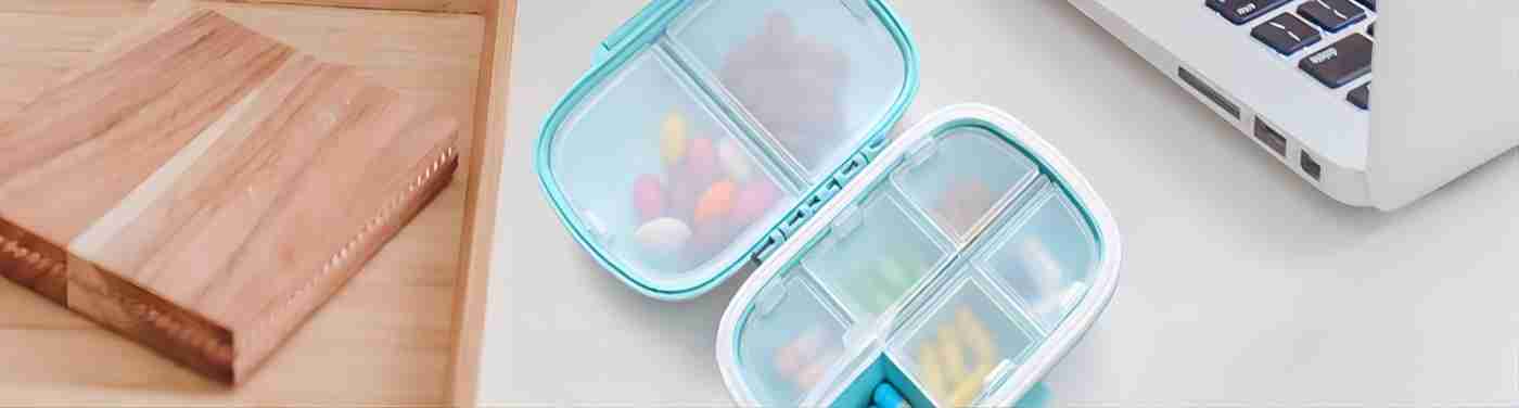 MEACOLIA Travel Pill Organizer, 1 Pack 8 Compartments Daily Pill Case Small Pill Box for Pocket Purse, Portable Pill Container Medicine Vitamin Organizer (Blue)