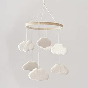 EBINGMIMA Baby Mobile for Crib - Boho Crib Mobile - Felt Cloud Mobile - Gender Neutral Baby Mobile - Boho Nursery Decor - Crib Mobile for Girls, Boys - Mobile for Bassinet, Pack N Play - Cloud