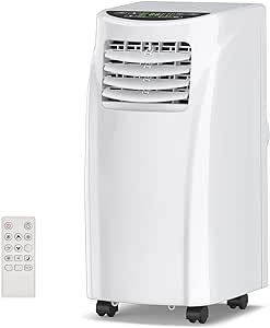 COSTWAY Portable Air Conditioners, 8000 BTU Air Conditioner Unit spaces up to 230 Sq.Ft with Remote Control Dehumidifier Function Window Wall Mount, 4 Caster Wheel, Sleep Mode and 2 Fan Speed